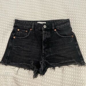 Zara Black High Waist Denim Shorts